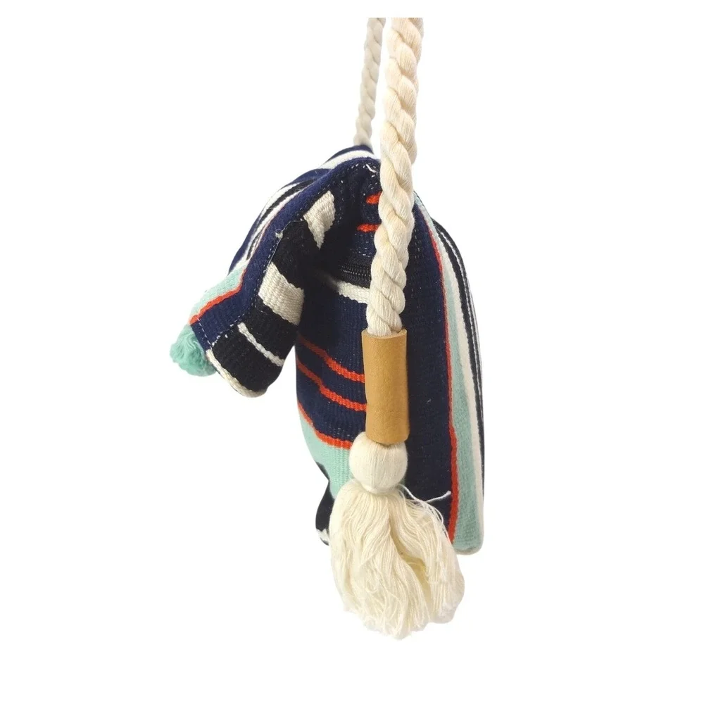 Mercado Global Crossbody Bag Small Multi Color Excellent Striped Tassel